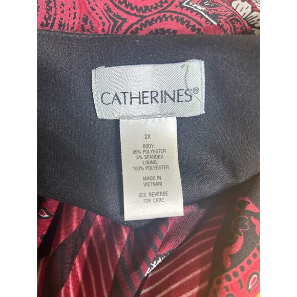 Catherine's Shift Dress Size 2X Red Floral Paisley Whimsigoth Dark Academia - Picture 7 of 8